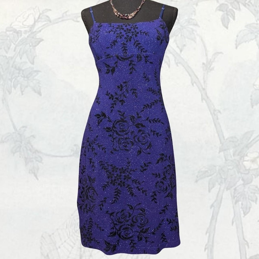 SOLD Y2K City Triangles Purple Indigo And Black Floral Dress